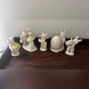 Snow Babies Department 56 Ceramic Bunny Easter Figurine Set Group of 5